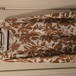 LIZ CLAIBORNE BRAND WOMENS PLUS SIZE TAN & WHITE FLORAL PULLOVER SWEATER  XXL